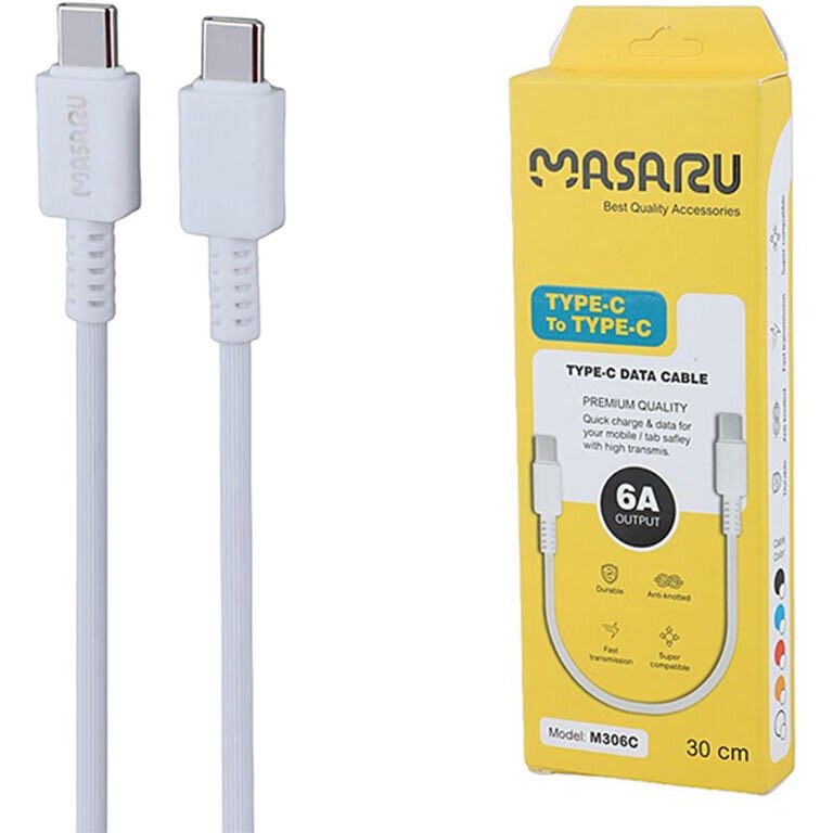 کابل TYPE-C به TYPE-C ماسارو M306C با 0.3 متر طول
