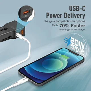 شارژر دیواری 20 وات پرومیت مدل TRIPLUG-PD20.BL 102110305